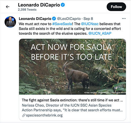 Leonard di Caprio's Tweet