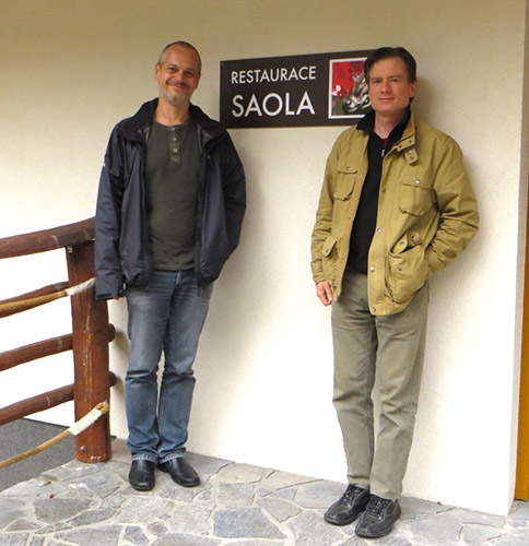 Petr Colas (left) and Bill Robichaud, at Ostrava Zoo’s Saola Restaurant, 2014