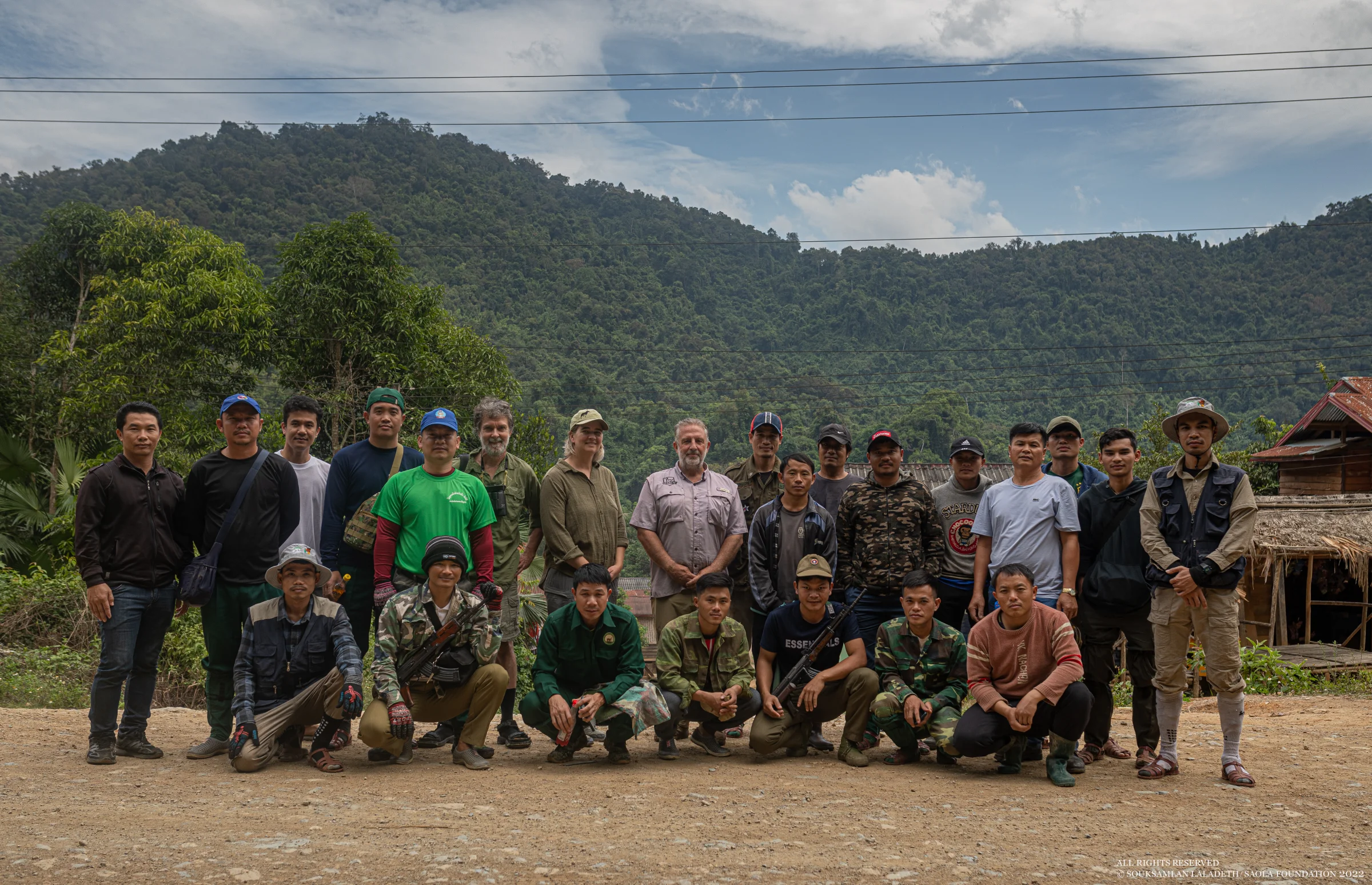 Aimee Hurt and Paul Bunker (back row, middle) with the Saola Foundation team and candidates for training, in October 2022. Photos: Souksamlan Laladeth / Saola Foundation