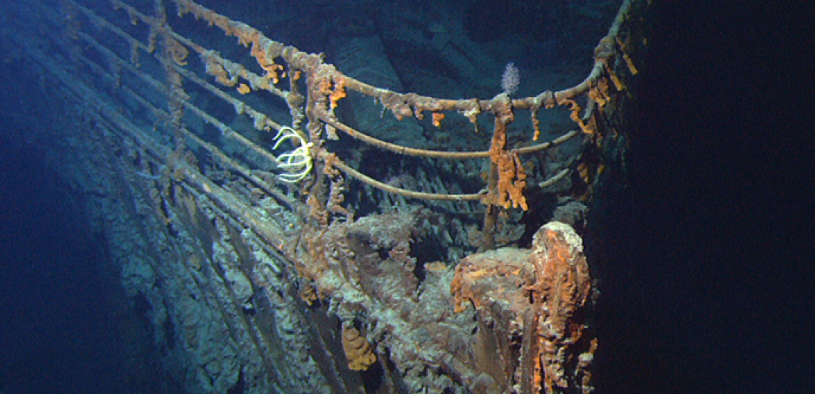 The Titanic on the bottom of the ocean                © Wikipedia